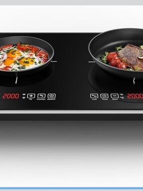 Black Double Burner Induction Cooktop with Digital Controls